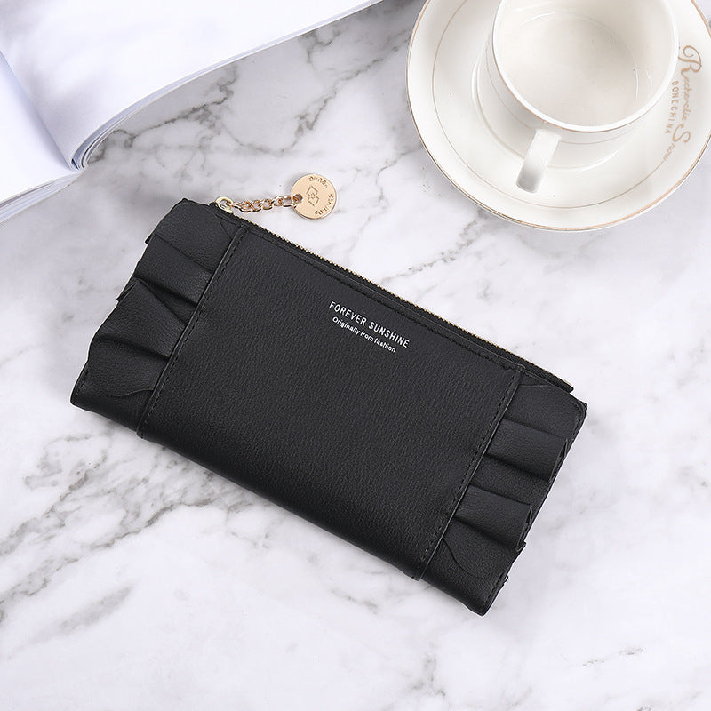 Long Korean Version Solid Color Simple Zipper Buckle Letter Multi-function Large Capacity Wallet