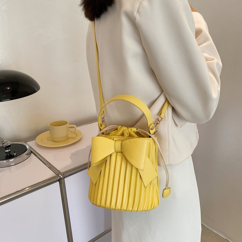 Bowknot Bucket Simple One Shoulder Handbag Fashion