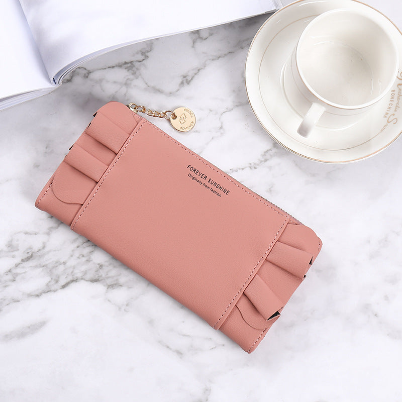 Long Korean Version Solid Color Simple Zipper Buckle Letter Multi-function Large Capacity Wallet