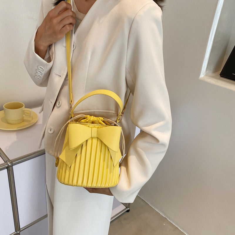 Bowknot Bucket Simple One Shoulder Handbag Fashion