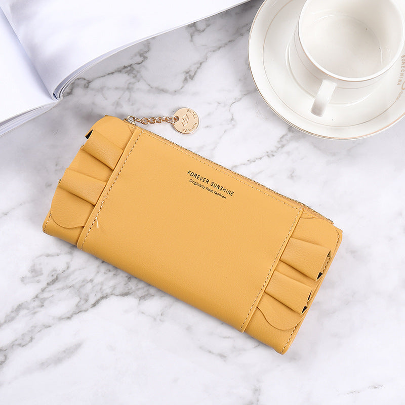 Long Korean Version Solid Color Simple Zipper Buckle Letter Multi-function Large Capacity Wallet