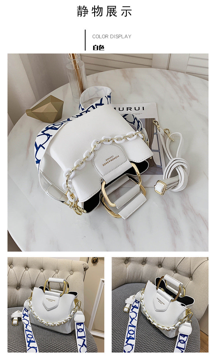 Trendy Bucket Fashionable Simple Shoulder Female Chain Commuter Hand-carrying Bag