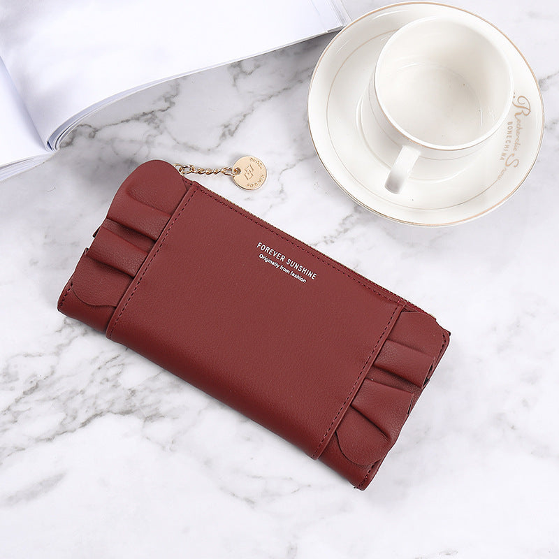 Long Korean Version Solid Color Simple Zipper Buckle Letter Multi-function Large Capacity Wallet