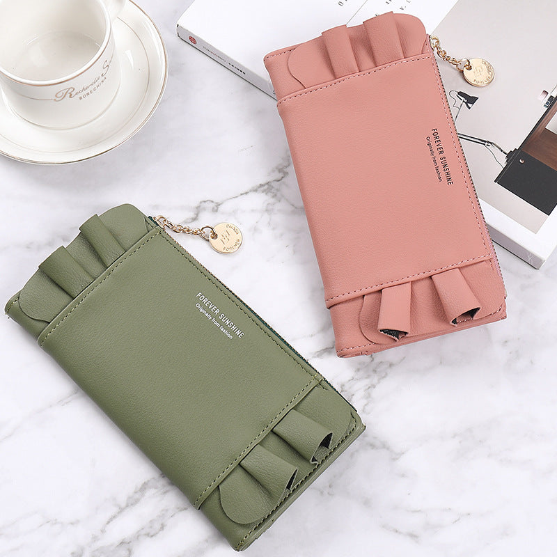 Long Korean Version Solid Color Simple Zipper Buckle Letter Multi-function Large Capacity Wallet