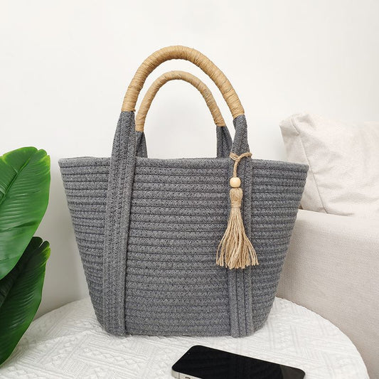 Women's Fashion Simple And Versatile Cotton Rope Woven Bag