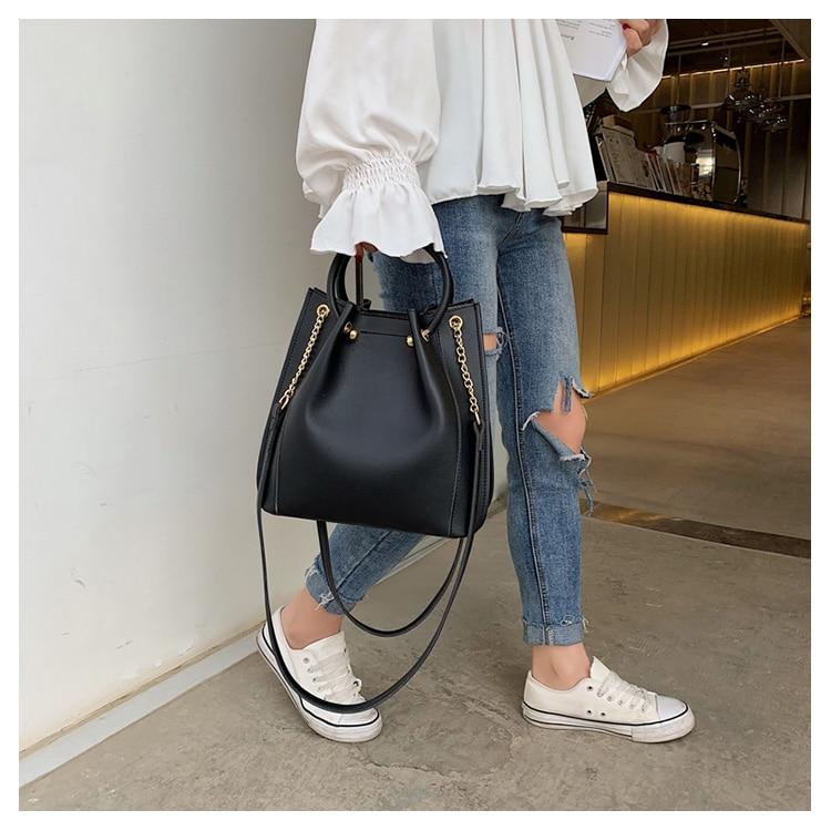 Large Leather Bucket Bag